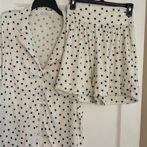 Polka Dot pajama set- Black and White shorts pajama set size medium
